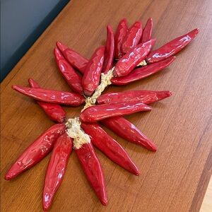 Ceramic Red Chili Pepper Garland chili 🌶️ ristra ceramic decor on rope